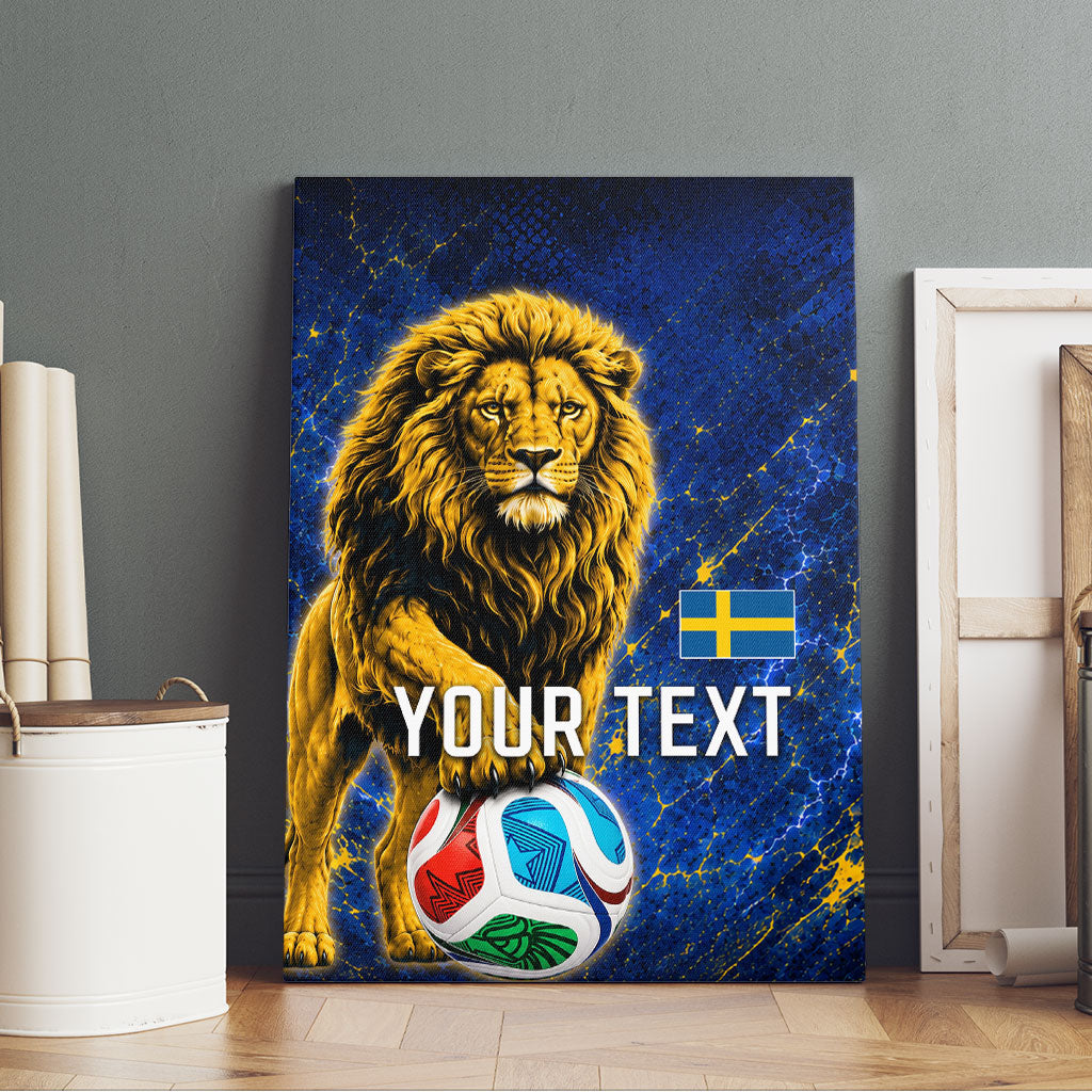 Personalized Sweden Football Lion Canvas Wall Art Electric Lightning Mascot