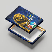 Personalized Sweden Football Lion Canvas Wall Art Electric Lightning Mascot