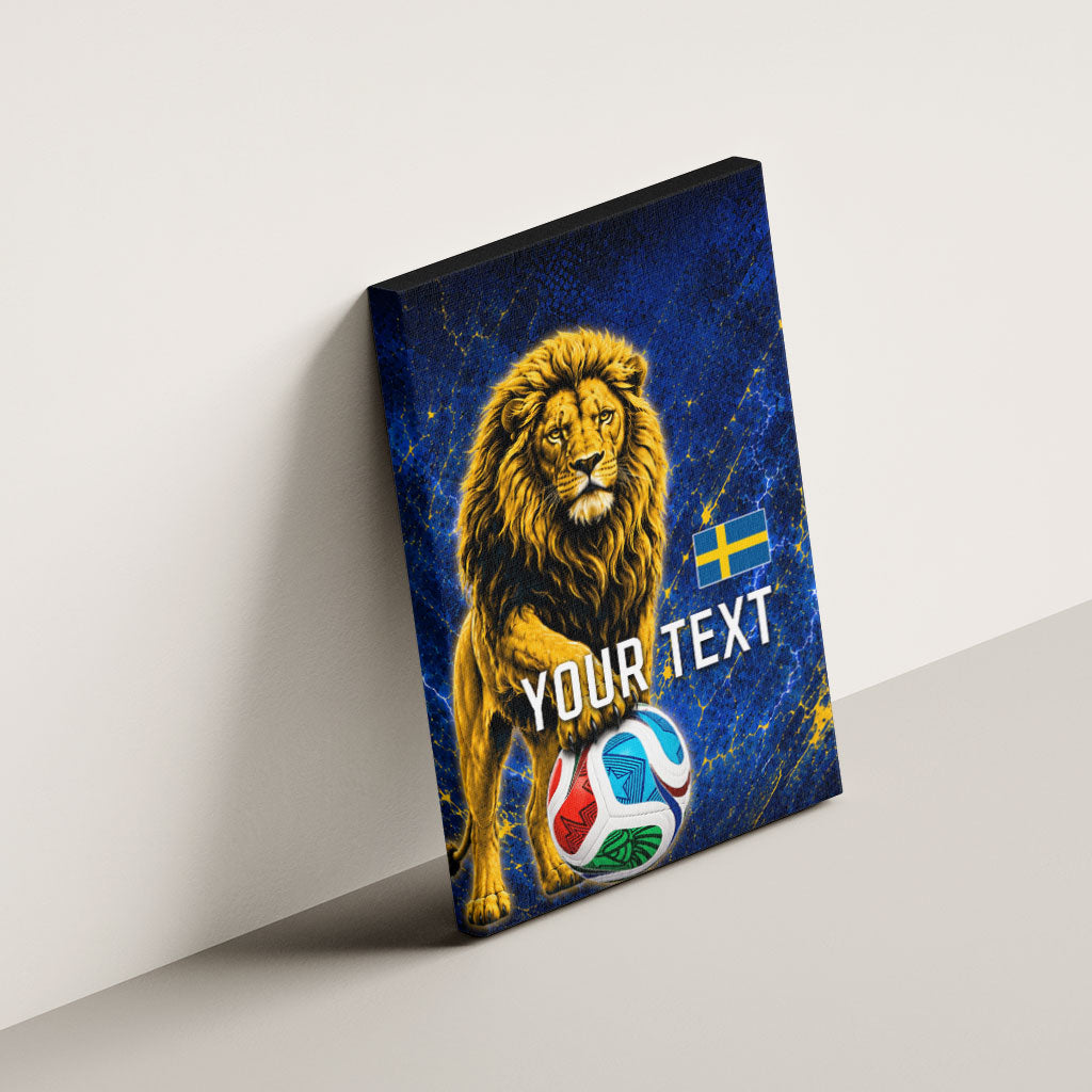 Personalized Sweden Football Lion Canvas Wall Art Electric Lightning Mascot
