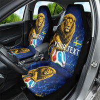 Personalized Sweden Football Lion Car Seat Cover Electric Lightning Mascot