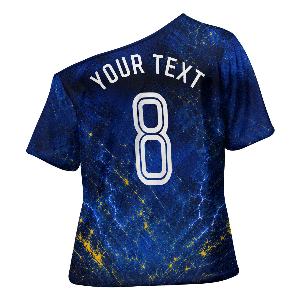 Personalized Sweden Football Lion Cross Shoulder Shirt Electric Lightning Mascot