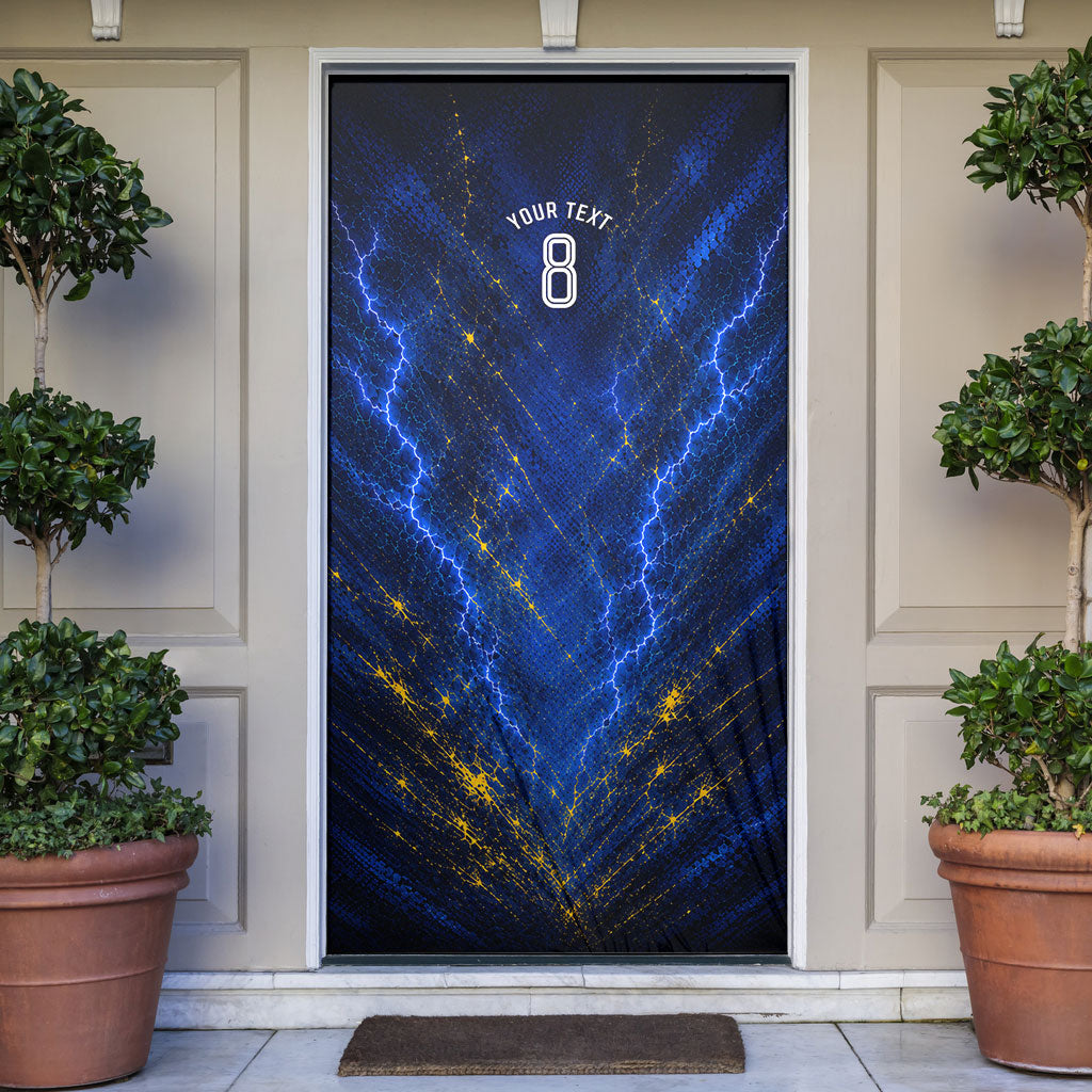 Personalized Sweden Football Lion Door Cover Electric Lightning Mascot