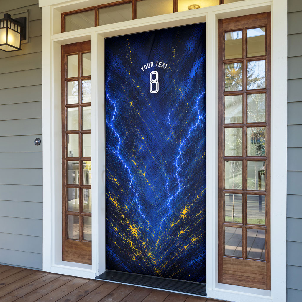 Personalized Sweden Football Lion Door Cover Electric Lightning Mascot