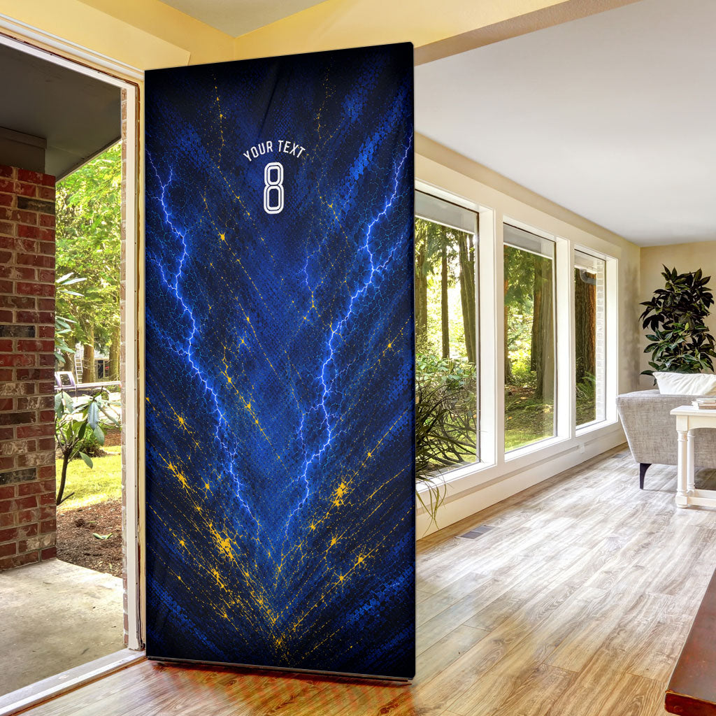 Personalized Sweden Football Lion Door Cover Electric Lightning Mascot