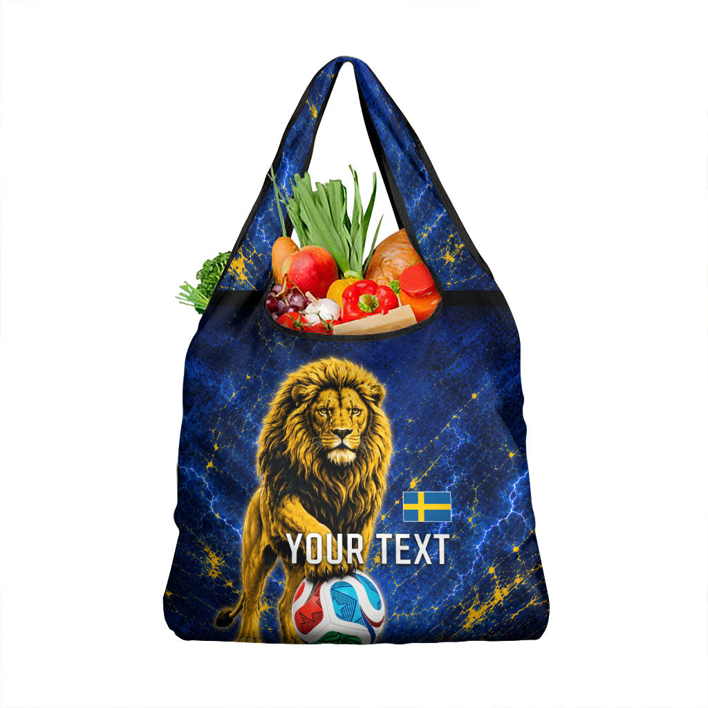 Personalized Sweden Football Lion Grocery Bag Electric Lightning Mascot