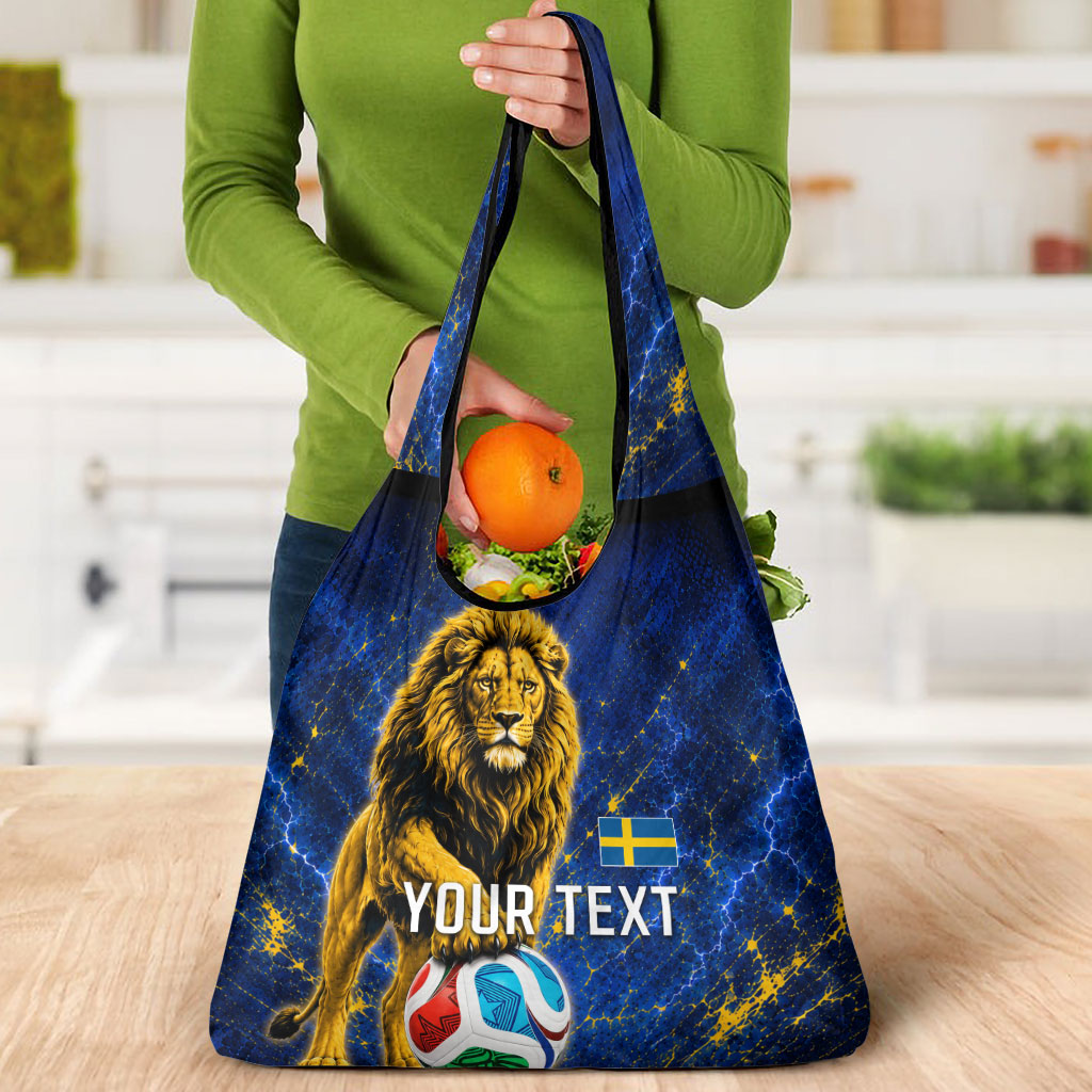 Personalized Sweden Football Lion Grocery Bag Electric Lightning Mascot