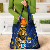 Personalized Sweden Football Lion Grocery Bag Electric Lightning Mascot