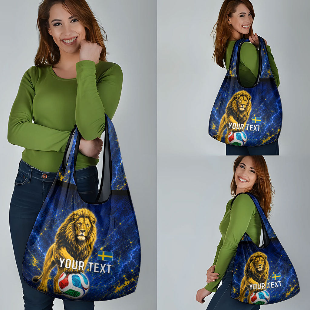 Personalized Sweden Football Lion Grocery Bag Electric Lightning Mascot