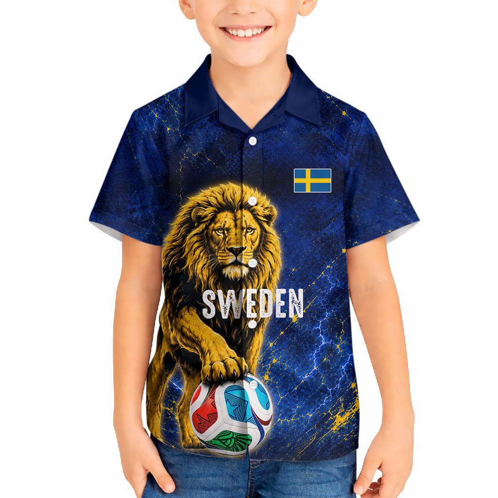 Personalized Sweden Football Lion Hawaiian Shirt Electric Lightning Mascot