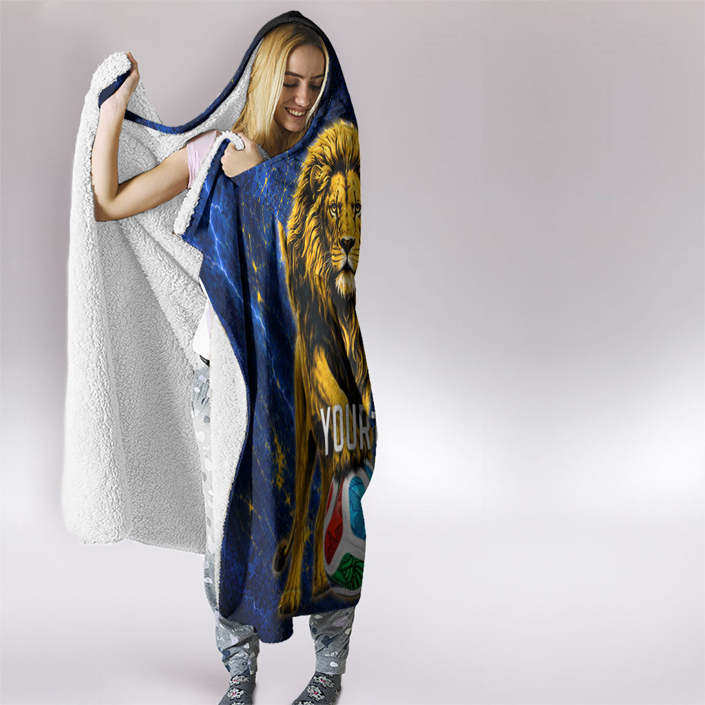 Personalized Sweden Football Lion Hooded Blanket Electric Lightning Mascot