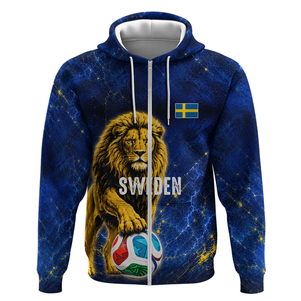 Personalized Sweden Football Lion Hoodie Electric Lightning Mascot
