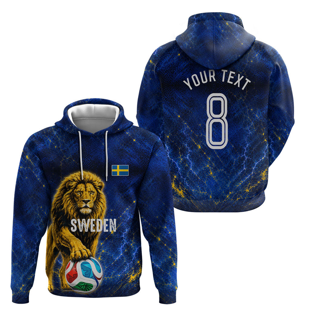Personalized Sweden Football Lion Hoodie Electric Lightning Mascot