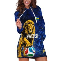 Personalized Sweden Football Lion Hoodie Dress Electric Lightning Mascot