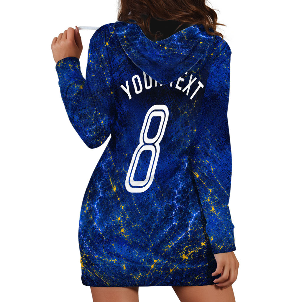 Personalized Sweden Football Lion Hoodie Dress Electric Lightning Mascot