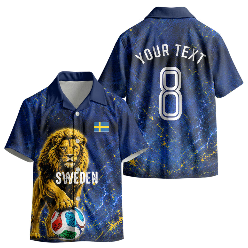 Personalized Sweden Football Lion Kid Hawaiian Shirt Electric Lightning Mascot