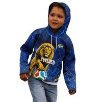 Personalized Sweden Football Lion Kid Hoodie Electric Lightning Mascot