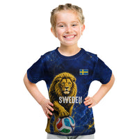 Personalized Sweden Football Lion Kid T Shirt Electric Lightning Mascot