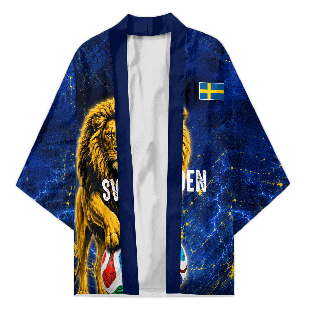 Personalized Sweden Football Lion Kimono Electric Lightning Mascot