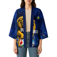 Personalized Sweden Football Lion Kimono Electric Lightning Mascot