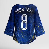 Personalized Sweden Football Lion Kimono Sleeve Blouse Electric Lightning Mascot