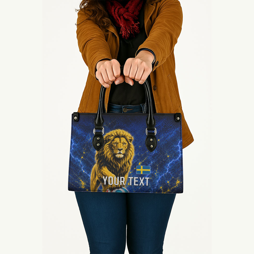 Personalized Sweden Football Lion Leather Bag Electric Lightning Mascot