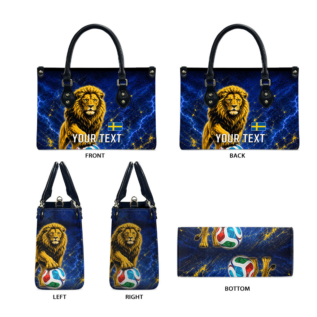 Personalized Sweden Football Lion Leather Bag Electric Lightning Mascot
