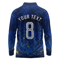 Personalized Sweden Football Lion Long Sleeve Polo Shirt Electric Lightning Mascot