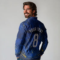 Personalized Sweden Football Lion Long Sleeve Polo Shirt Electric Lightning Mascot