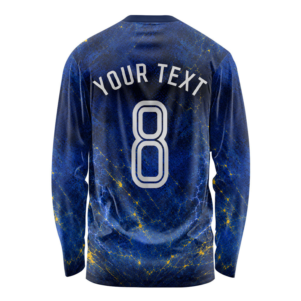Personalized Sweden Football Lion Long Sleeve Shirt Electric Lightning Mascot