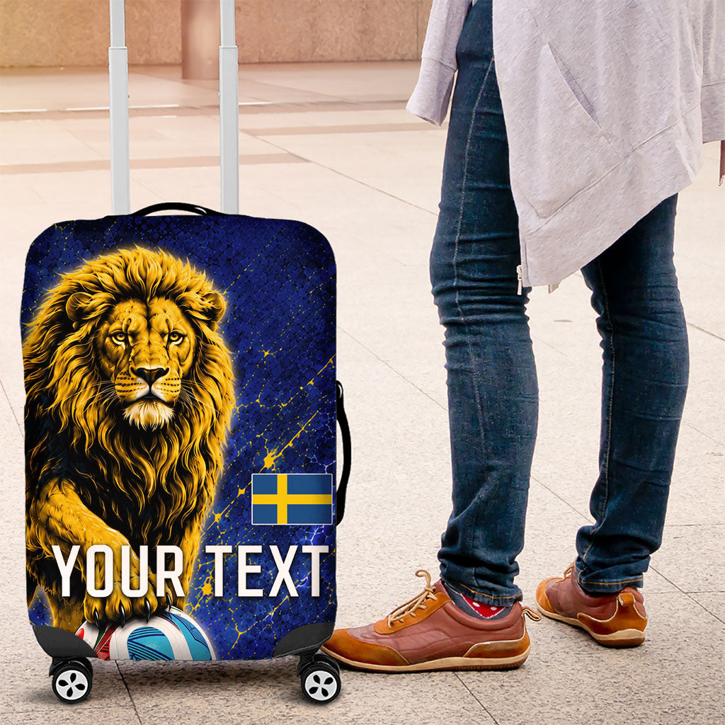 Personalized Sweden Football Lion Luggage Cover Electric Lightning Mascot