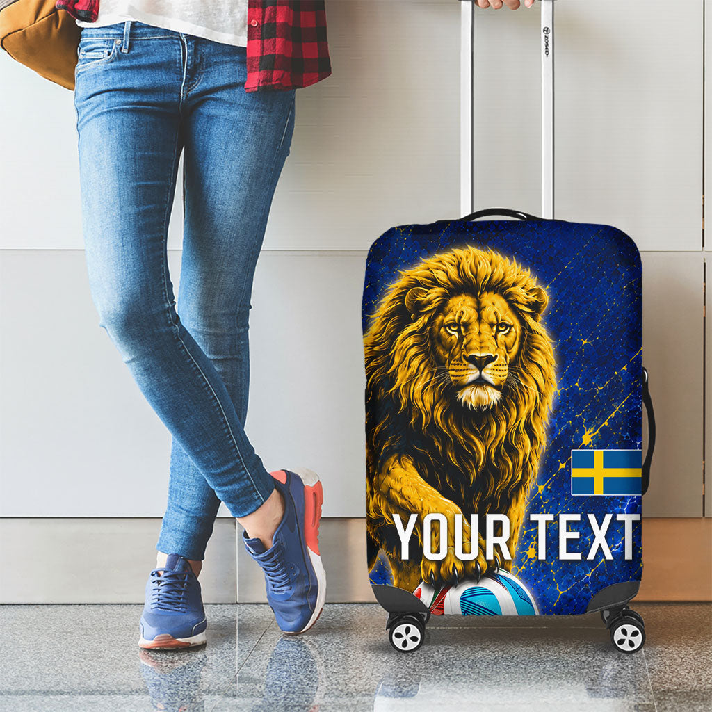 Personalized Sweden Football Lion Luggage Cover Electric Lightning Mascot