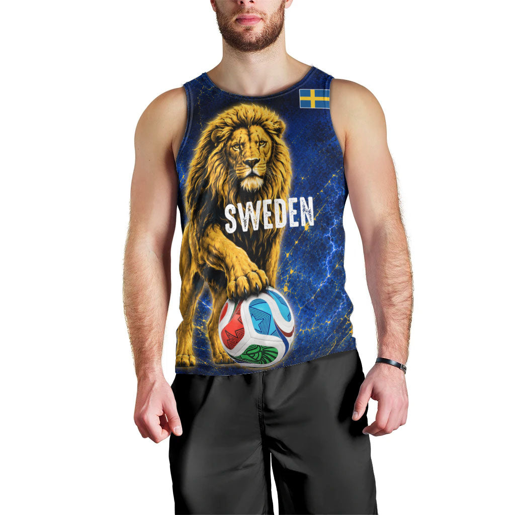 Personalized Sweden Football Lion Men Tank Top Electric Lightning Mascot