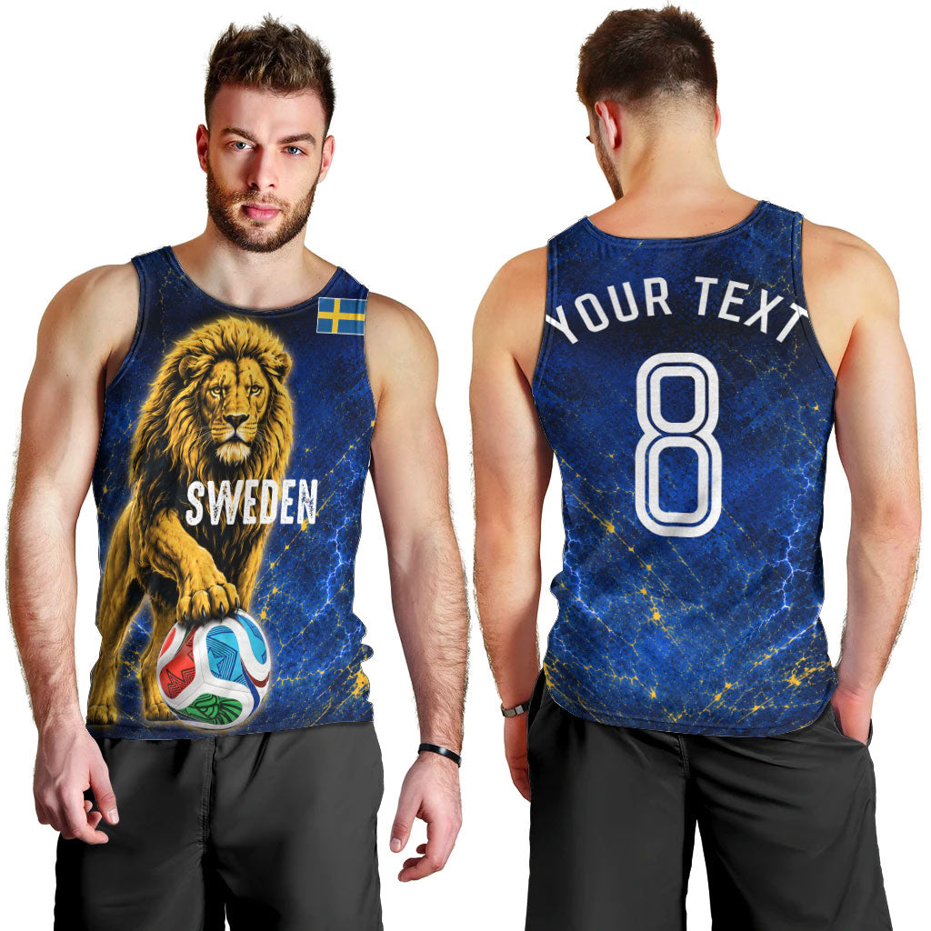 Personalized Sweden Football Lion Men Tank Top Electric Lightning Mascot