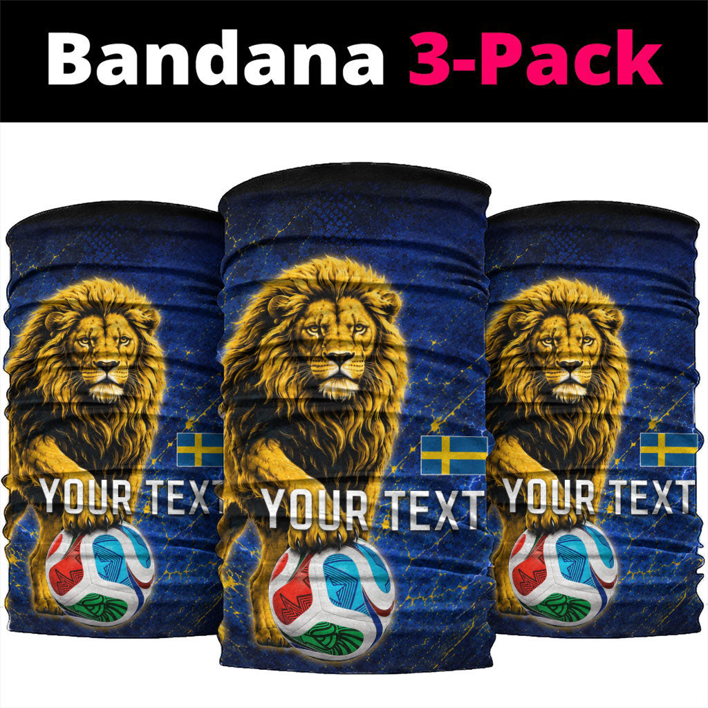 Personalized Sweden Football Lion Neck Gaiter Electric Lightning Mascot