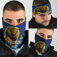Personalized Sweden Football Lion Neck Gaiter Electric Lightning Mascot