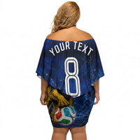 Personalized Sweden Football Lion Off Shoulder Short Dress Electric Lightning Mascot