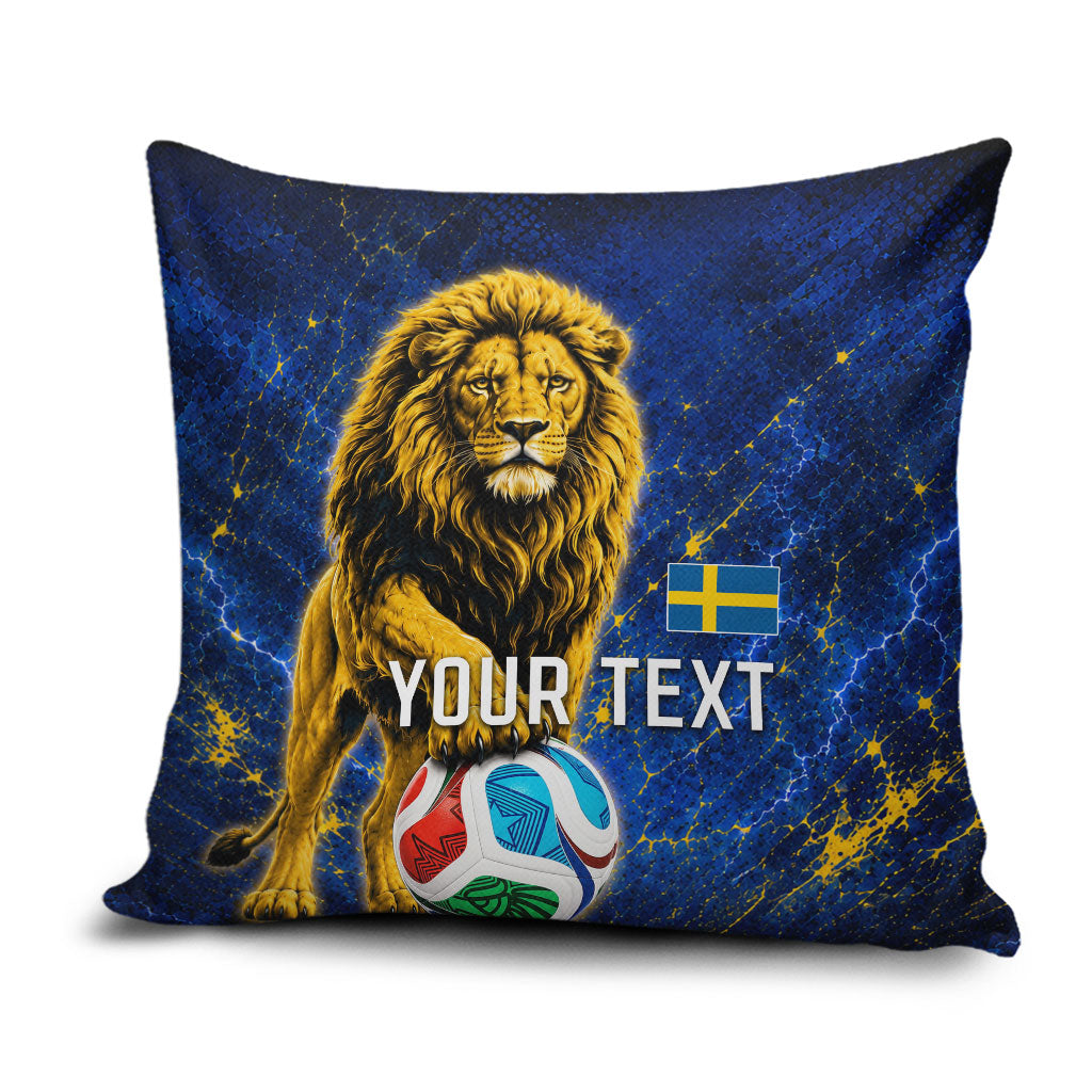 Personalized Sweden Football Lion Pillow Cover Electric Lightning Mascot