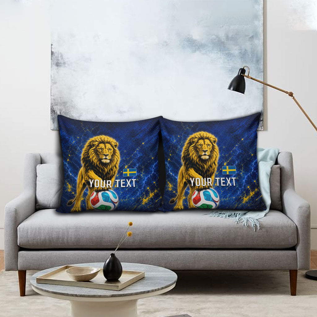 Personalized Sweden Football Lion Pillow Cover Electric Lightning Mascot