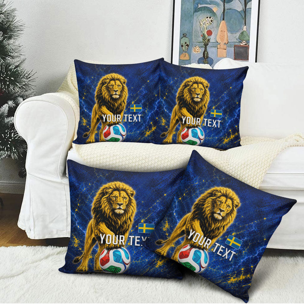 Personalized Sweden Football Lion Pillow Cover Electric Lightning Mascot