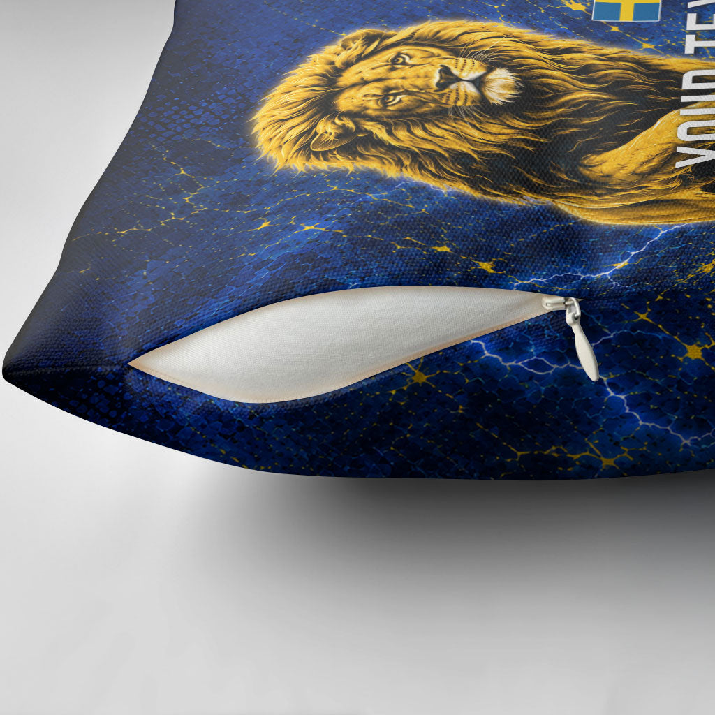 Personalized Sweden Football Lion Pillow Cover Electric Lightning Mascot