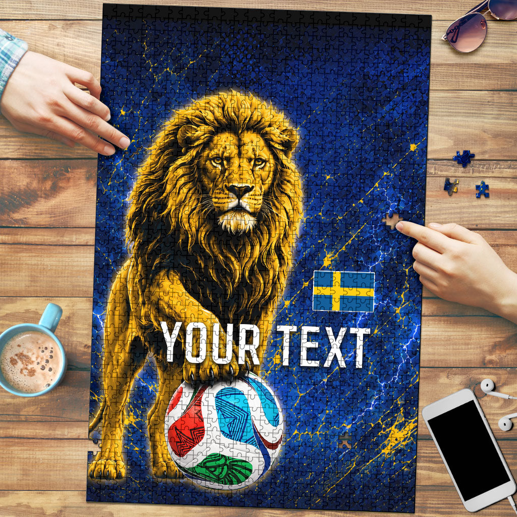 Personalized Sweden Football Lion Puzzle Electric Lightning Mascot