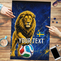 Personalized Sweden Football Lion Puzzle Electric Lightning Mascot