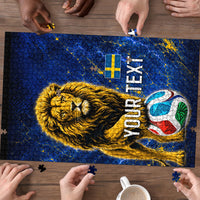 Personalized Sweden Football Lion Puzzle Electric Lightning Mascot