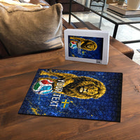 Personalized Sweden Football Lion Puzzle Electric Lightning Mascot