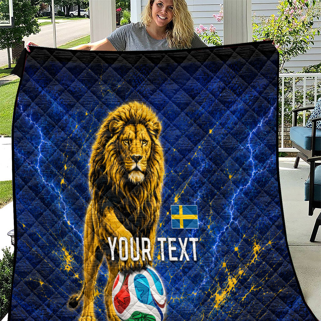 Personalized Sweden Football Lion Quilt Electric Lightning Mascot