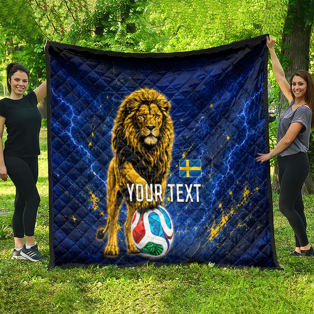 Personalized Sweden Football Lion Quilt Electric Lightning Mascot