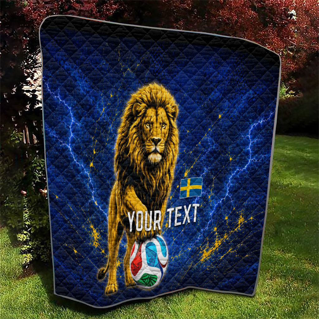 Personalized Sweden Football Lion Quilt Electric Lightning Mascot