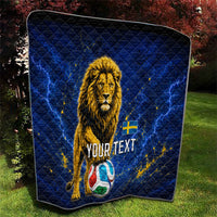 Personalized Sweden Football Lion Quilt Electric Lightning Mascot