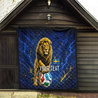 Personalized Sweden Football Lion Quilt Electric Lightning Mascot