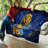 Personalized Sweden Football Lion Quilt Electric Lightning Mascot